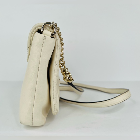 Kate Spade New York Astor Quilted White Leather Chain Crossbody Logo Bag - Picture 7 of 14